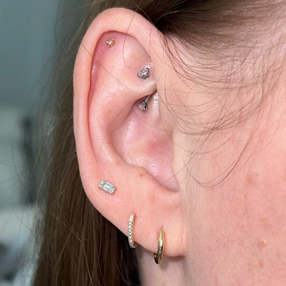 Pair (2) Ring Concierge Mini Emerald Illusion Nat… - image 2